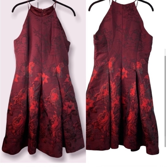 WHBM NWOT Floral Jacquard Fit and Flare Dress - Picture 3 of 6